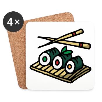 Sushi Rolls Japanese Cuisine Sushi Chef - Coasters (set of 4) - white - Front