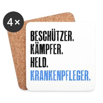 Beschützer Kämpfer Held Krankenpfleger - Pfleger - Untersetzer (4er-Set) - Weiß - Vorne