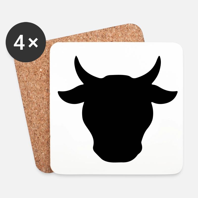 Kuh Kuhkopf Bulle Stier Bauer - Untersetzer (4er-Set) - Weiß