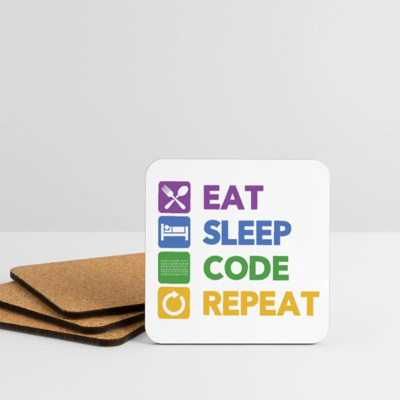 Eat Sleep Code Repeat Coder Programmer Software De Untersetzer (4er-Set)