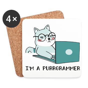 I'm A Purrgrammer Coder Software Developer Compute - Untersetzer (4er-Set) - Weiß - Vorne