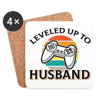Leveled Up To Husband Video Game Player Gaming Gam - Untersetzer (4er-Set) - Weiß - Vorne