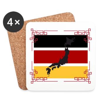 Japan in German Flagge - Untersetzer (4er-Set) - Weiß - Vorne