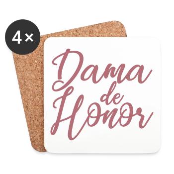 Dama de Honor Bridesmaid Team Bride Wedding Gift - Coasters (set of 4) - white - Front