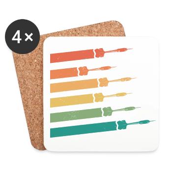 Retro Graphic Dart Player Darts Dartboard Bullseye - Coasters (set of 4) - white - Front
