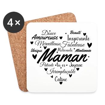 Fête des mères, maman célébration - Dessous de verre (lot de 4) - blanc - Devant