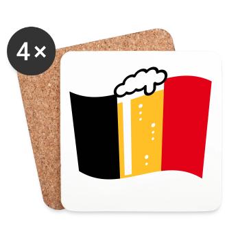 Drapeau de la bière de Belgique (Beer Nation / Beer Country / 3C) - Dessous de verre (lot de 4) - blanc - Devant