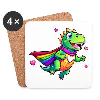 Dino super-héros - Dessous de verre (lot de 4) - blanc - Devant