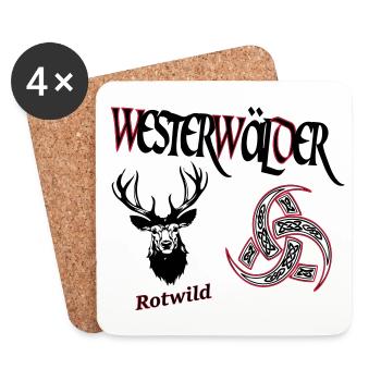 Westerwälder Rotwild - Untersetzer (4er-Set) - Weiß - Vorne