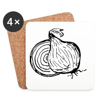 Onion Power – Zwiebel mit Charakter - Untersetzer (4er-Set) - Weiß - Vorne