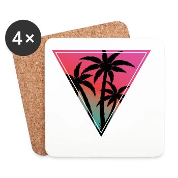 Sunset Palm Triangle Print - Coasters (set of 4) - white - Front
