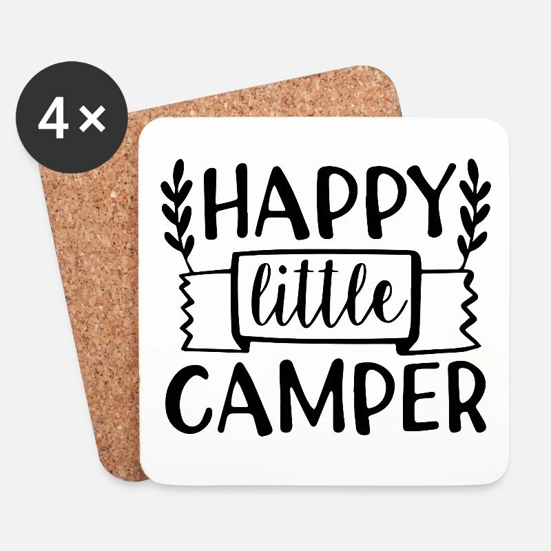 Happy Little Camper Kinder Camping Geschenk Kind - Untersetzer (4er-Set) - Weiß