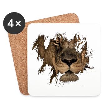 Designs de Lion, Signes du Zodiaque, Lion - Dessous de verre (lot de 4) - blanc - Devant