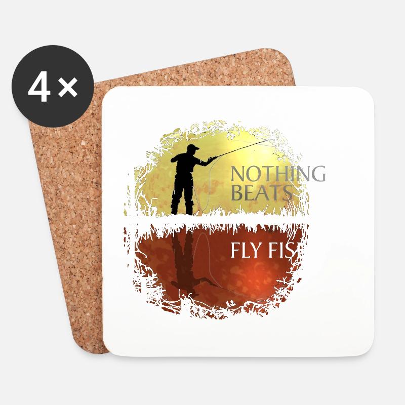 Nothing Beats Fly Fishing - Untersetzer (4er-Set) - Weiß
