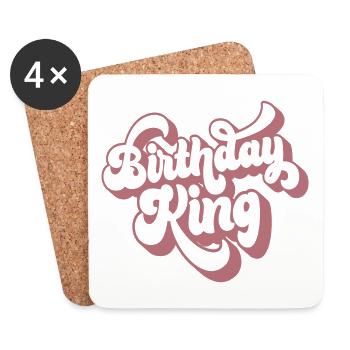 Birthday King - Cooles Geburtstagsparty-Geschenk für Männer - Untersetzer (4er-Set) - Weiß - Vorne