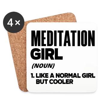 Meditation Girl Noun Meditate Meditation Relaxatio - Untersetzer (4er-Set) - Weiß - Vorne