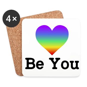 Be You Gay Pride Lgbtq Rainbow Transgender Bisexua - Untersetzer (4er-Set) - Weiß - Vorne