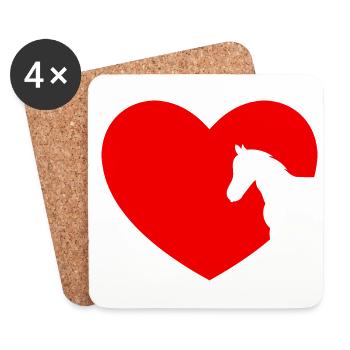 Heart Horse Graphic Horse Lover Equestrian Rider H - Untersetzer (4er-Set) - Weiß - Vorne