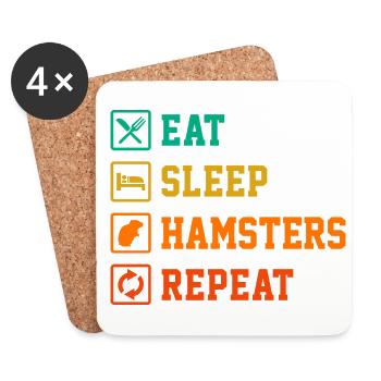Eat Sleep Hamsters Repeat Hamster Owner Hamster Lo - Untersetzer (4er-Set) - Weiß - Vorne