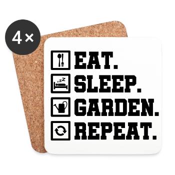 Eat Sleep Garden Repeat Gardening Gardener Horticu - Untersetzer (4er-Set) - Weiß - Vorne