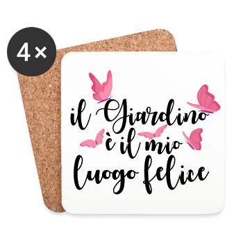 Il Jiardino E Il Mio Luogo Felice Para Jardineros - Untersetzer (4er-Set) - Weiß - Vorne