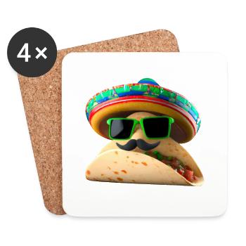 Taco Sunglasses Sombrero - Coasters (set of 4) - white - Front