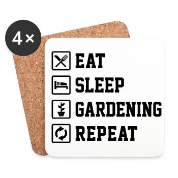 Eat Sleep Gardening Repeat Garden Gardener Horticu - Untersetzer (4er-Set) - Weiß - Vorne