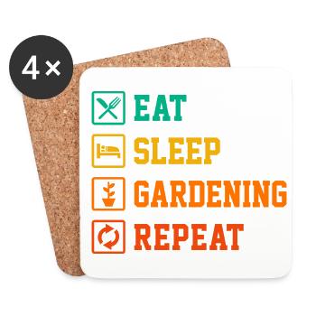 Eat Sleep Gardening Repeat Garden Gardener Horticu - Untersetzer (4er-Set) - Weiß - Vorne