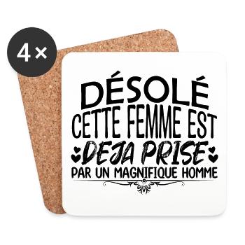 femme en couple femme mariée amoureuse !! - Dessous de verre (lot de 4) - blanc - Devant