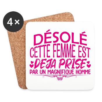 femme en couple femme mariée amoureuse !! - Dessous de verre (lot de 4) - blanc - Devant
