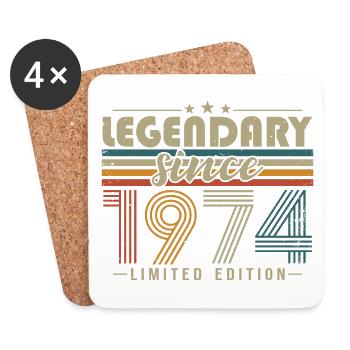 Légendaire depuis 1974 Vintage cadeau d’anniversaire - Dessous de verre (lot de 4) - blanc - Devant
