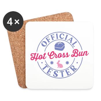 Official Hot Cross Bun tester - Coasters (set of 4) - white - Front