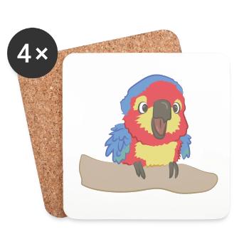 Cheeky parrot as illustration - Coasters (set of 4) - white - Front