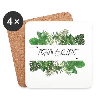 Team Bride Green Palm Leaves - Coasters (set of 4) - white - Front