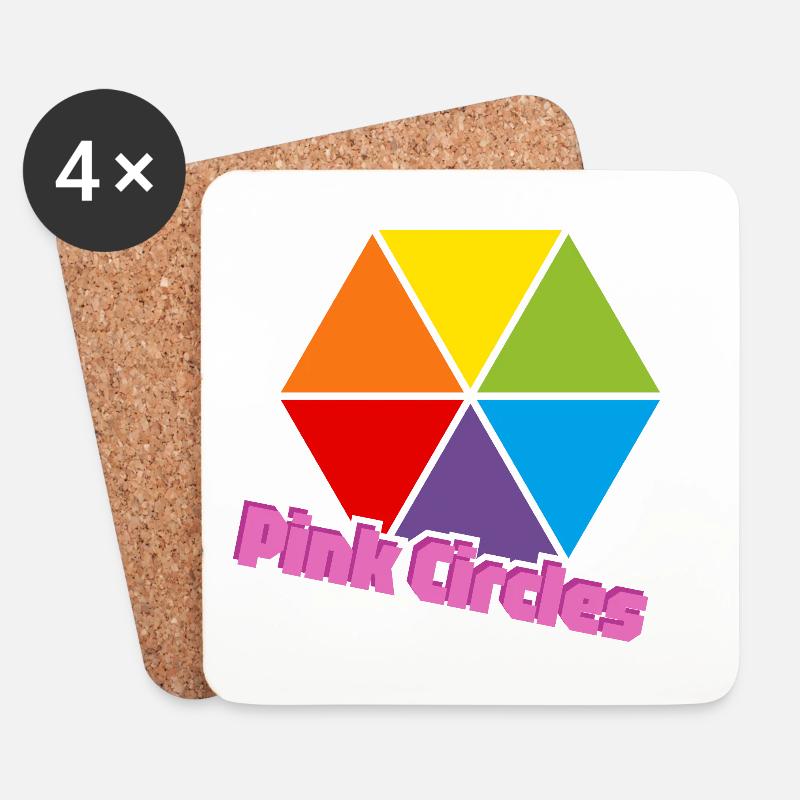 Bunte Dreiecke Rosa Kreise - Untersetzer (4er-Set) - Weiß