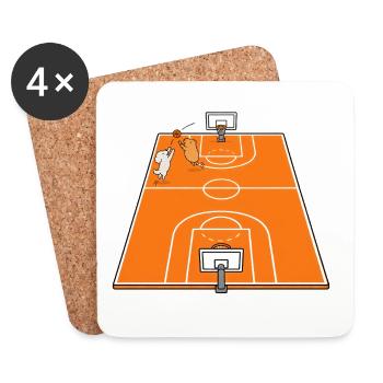 Chien de match de basket et capybara - Dessous de verre (lot de 4) - blanc - Devant