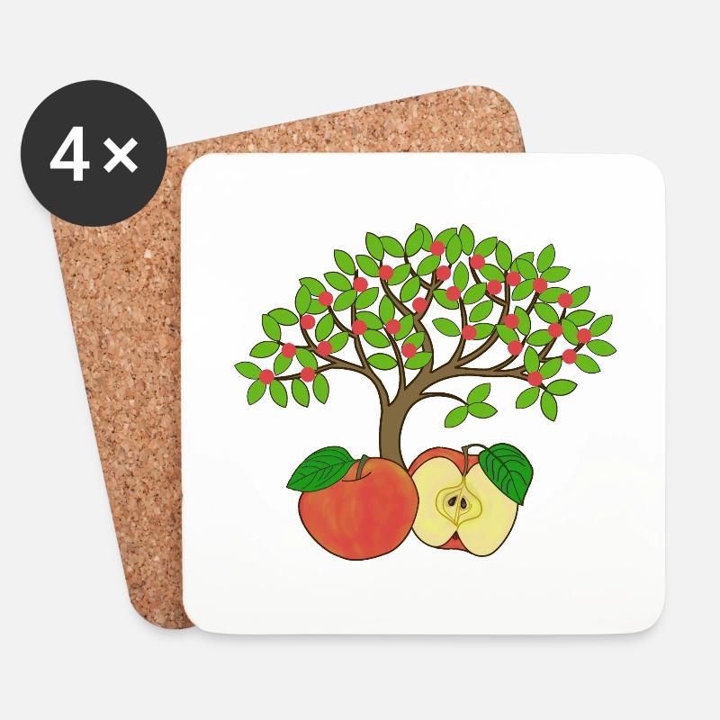 Apple tree, apple - Coasters (set of 4) - white