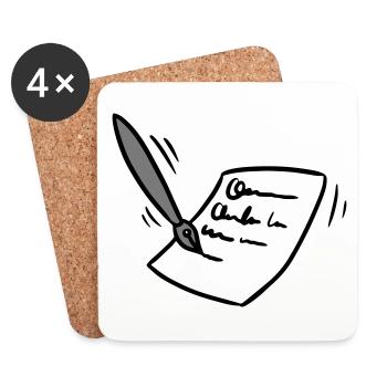 Brief Füllfeder Letter ink pen Geschenkidee - Untersetzer (4er-Set) - Weiß - Vorne