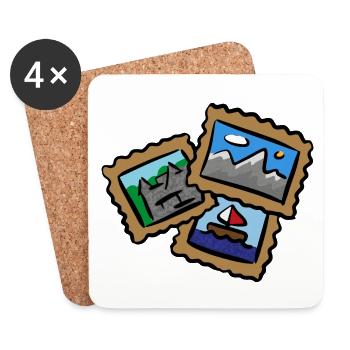 Stamps Travel Postcards Stamp Collection - Coasters (set of 4) - white - Front