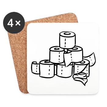 Toilet toilet paper tower WC - Coasters (set of 4) - white - Front