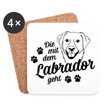 Die mit dem Labrador geht - Hundepfoten - Untersetzer (4er-Set) - Weiß - Vorne