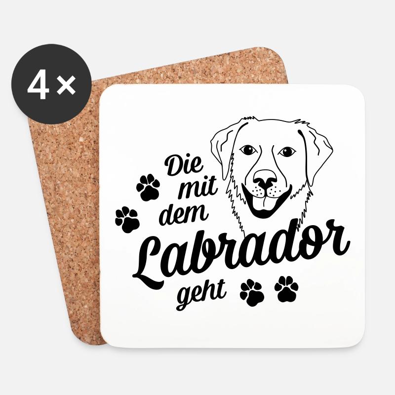 Die mit dem Labrador geht - Hundepfoten - Untersetzer (4er-Set) - Weiß