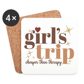 Girl's Trip Cheaper Than Therapy Women Squad Vacay - Coasters (set of 4) - white - Front