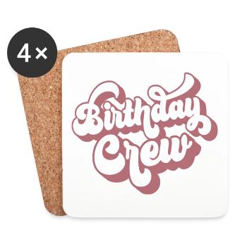 Birthday Crew Matching Gruppe Geburtstagsfeier Outfit - Untersetzer (4er-Set) - Weiß - Vorne