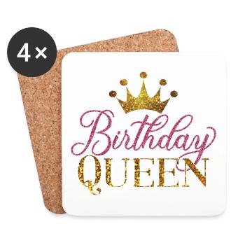 Birthday Queen Women Birthday Party Gift - Coasters (set of 4) - white - Front