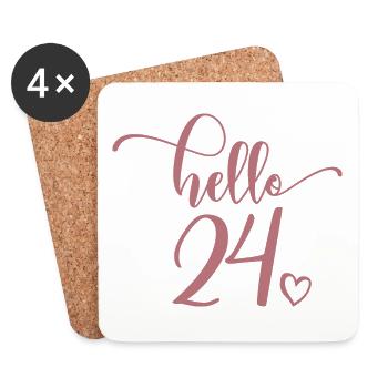 Hello 24 - Cadeau mignon pour le 24e anniversaire des femmes - Dessous de verre (lot de 4) - blanc - Devant