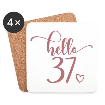 Hello 37 - Cute 37th Birthday Gift For Women - Coasters (set of 4) - white - Front