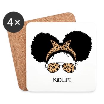 Afro Kid Life Leopard - Coasters (set of 4) - white - Front