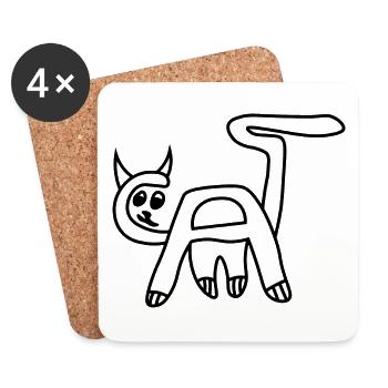 Chat Cat Lettres Animal - Dessous de verre (lot de 4) - blanc - Devant