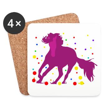 Cheval avec des étoiles - Dessous de verre (lot de 4) - blanc - Devant